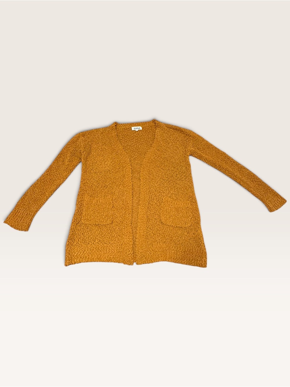 Listicle Mustard Yellow Popcorn Knit Textured Cardigan Size Small